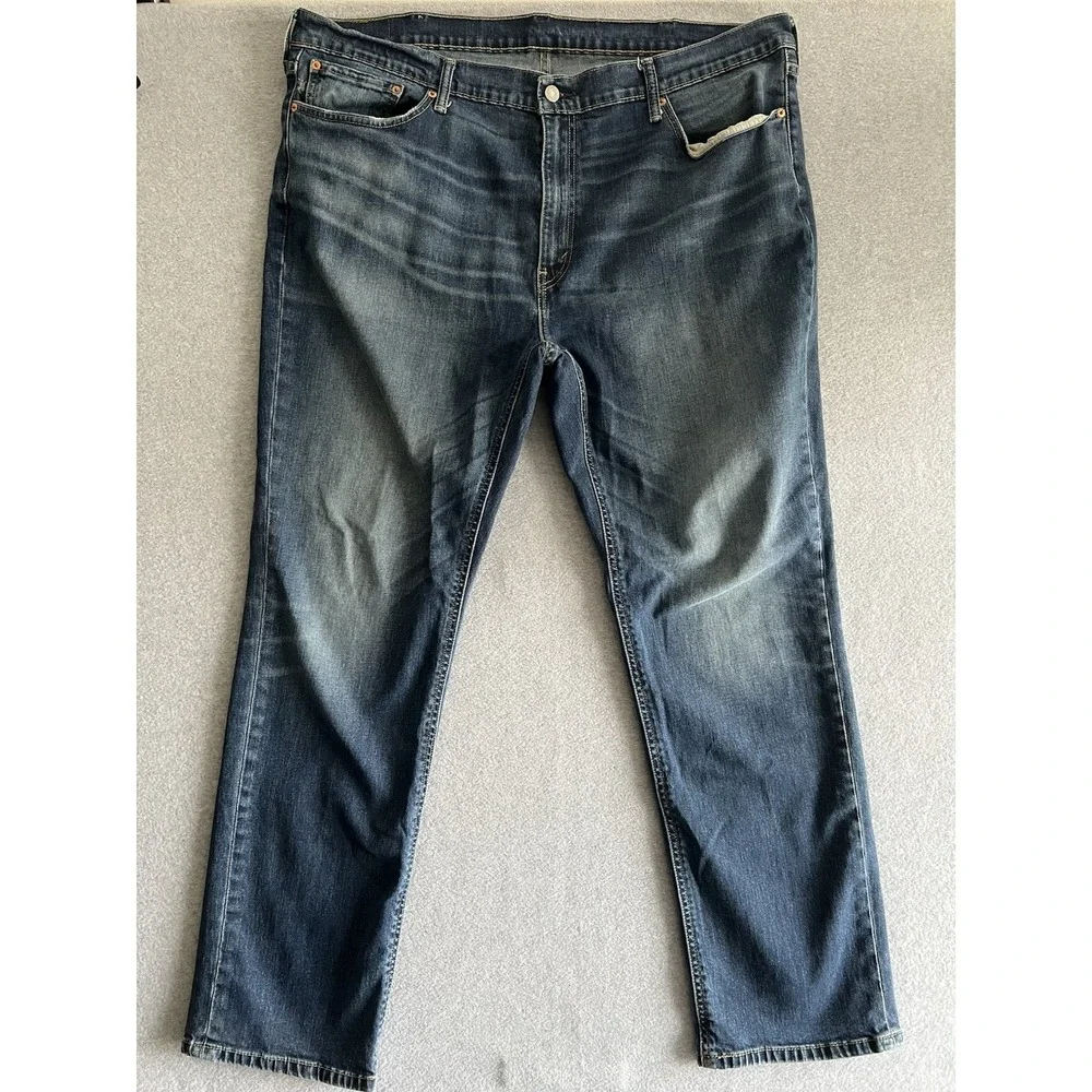 Levi's 541 Mens Jeans Athletic Taper 44 x 34 Blue Flex Stretch Denim Acid Bleach
